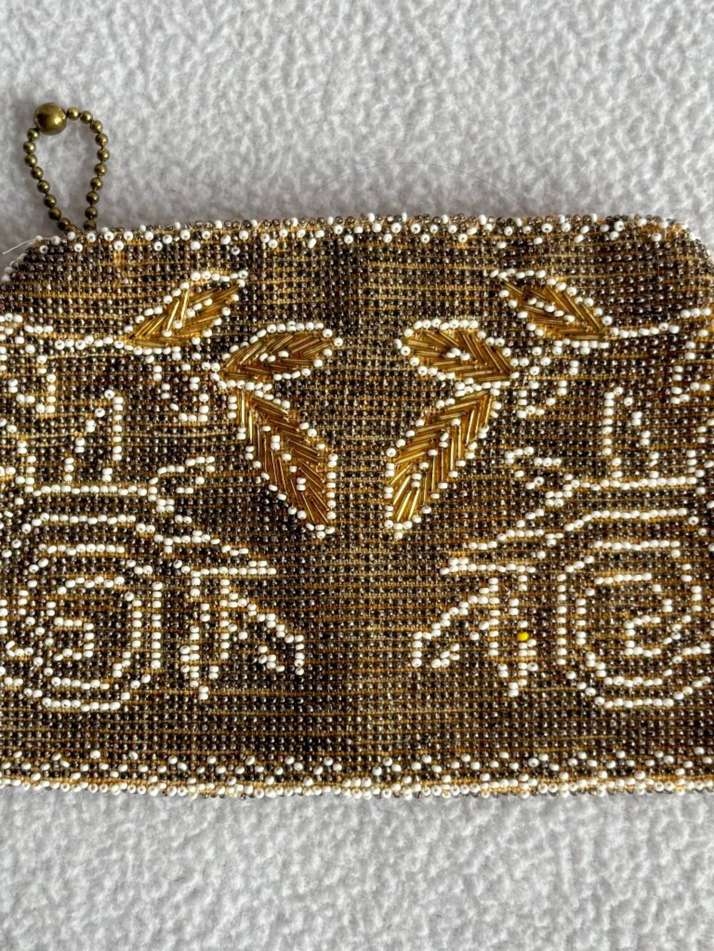 Vintage Art Deco Floral Beaded Wristlet Clutch Evening Bag